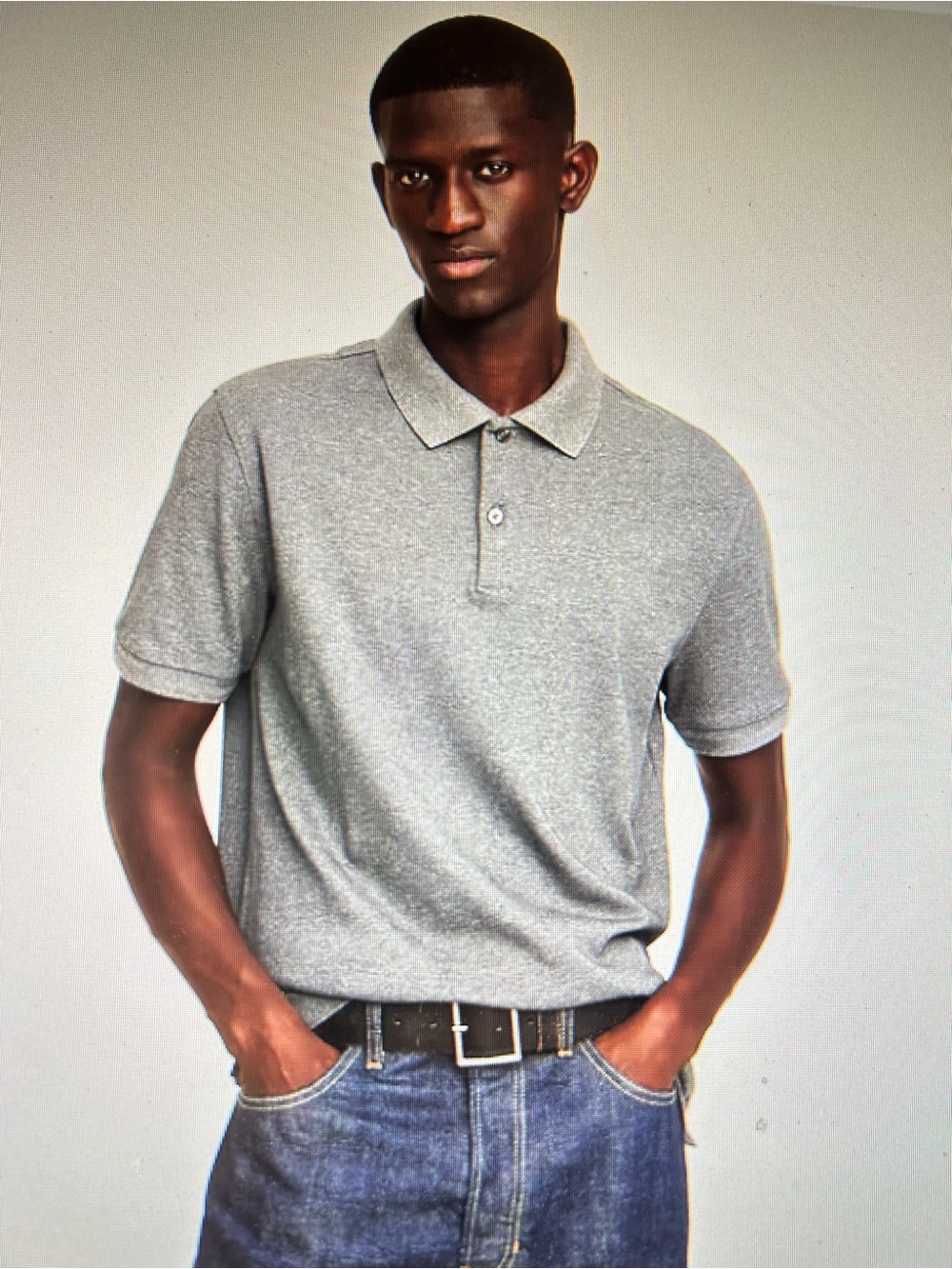 Banana Republic Heather Gray Polo Shirt “Luxury Touch”. Size L NWTgS.